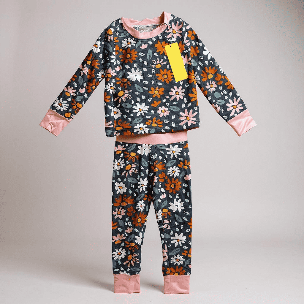 Keep the Littles Wild 2 Piece Bamboo PJ Set Navy Wildflower Bamboo