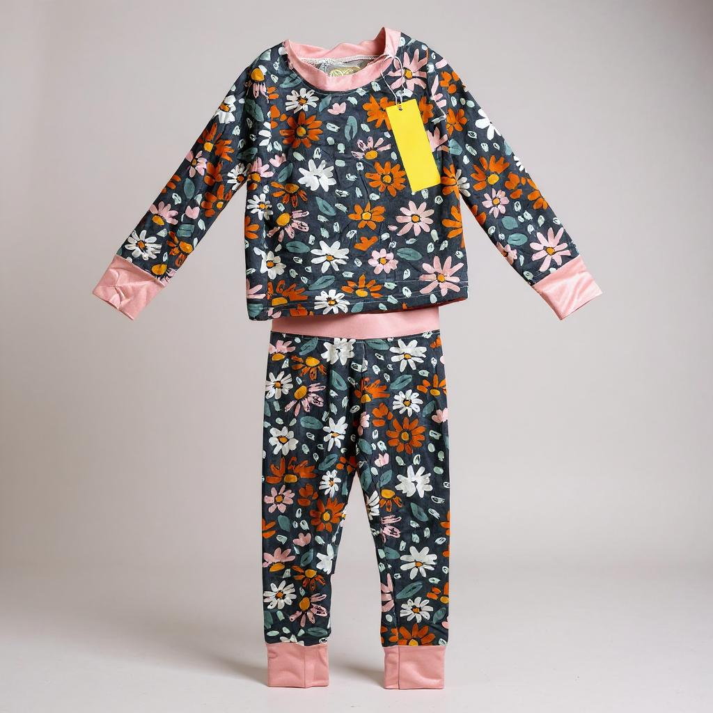 Navy Wildflower Bamboo PJ Set 6-7Y