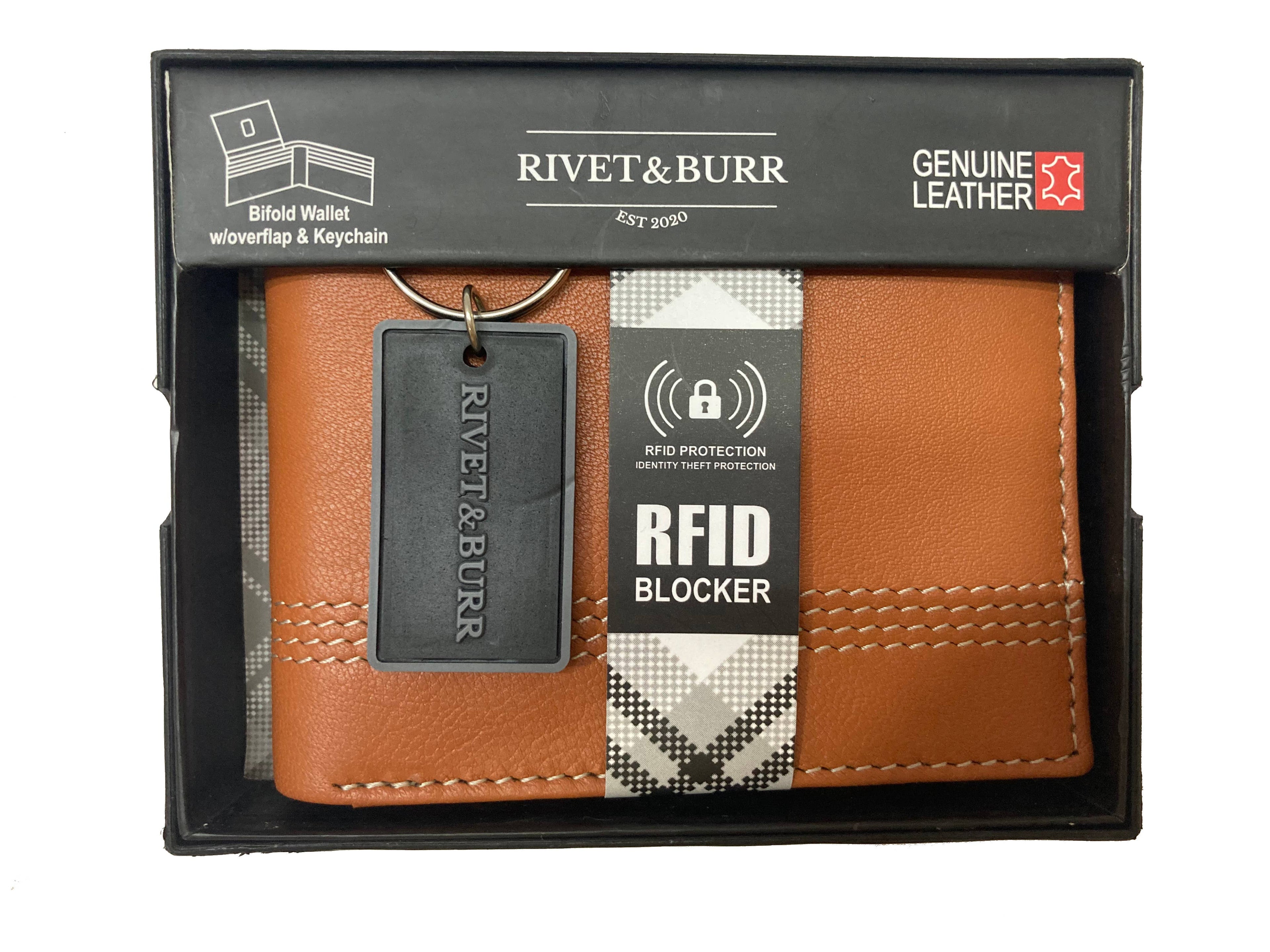 Bifold Wallet Tan Contrast Stitch Leather