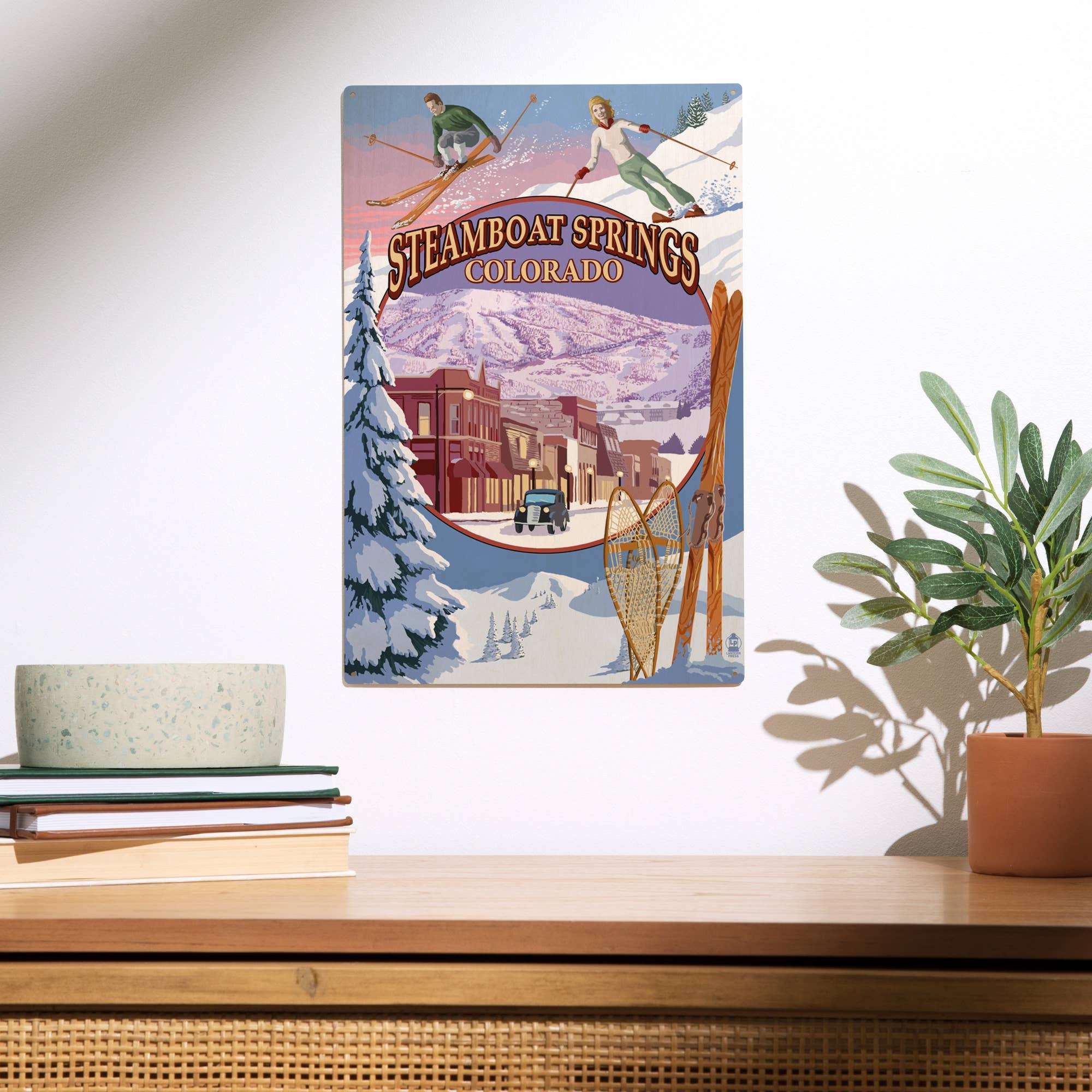 Lantern Press WOOD SIGN ART Steamboat Springs, Colorado, Montage