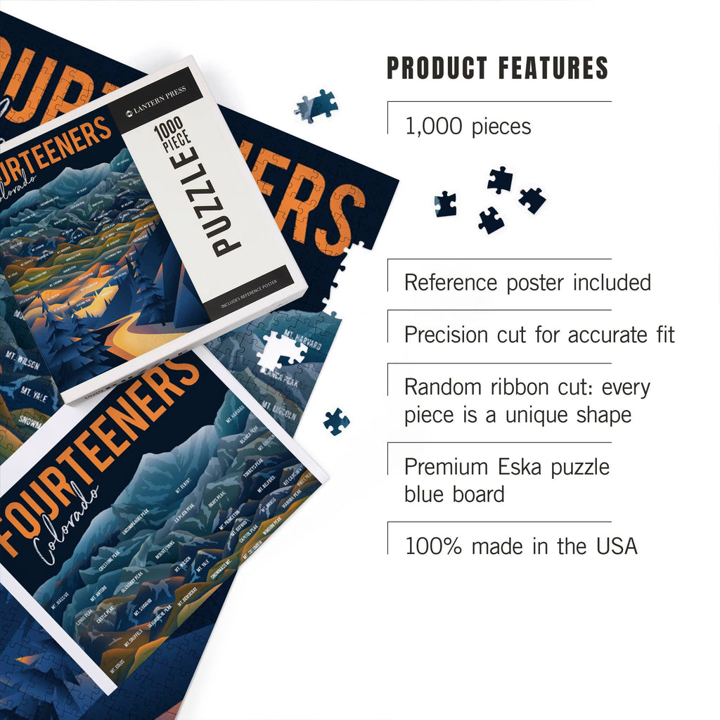 1000 Piece Puzzle Colorado, Fourteeners, Mountain Range a