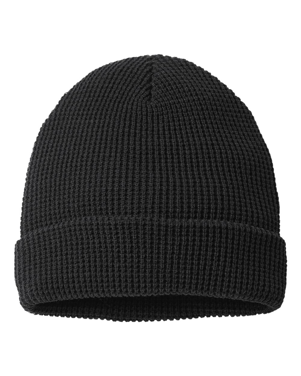 waffle cuffed beanie Black