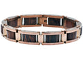 Men's Chocolate Stainless Steel & Genuine Wood Link Bracelet