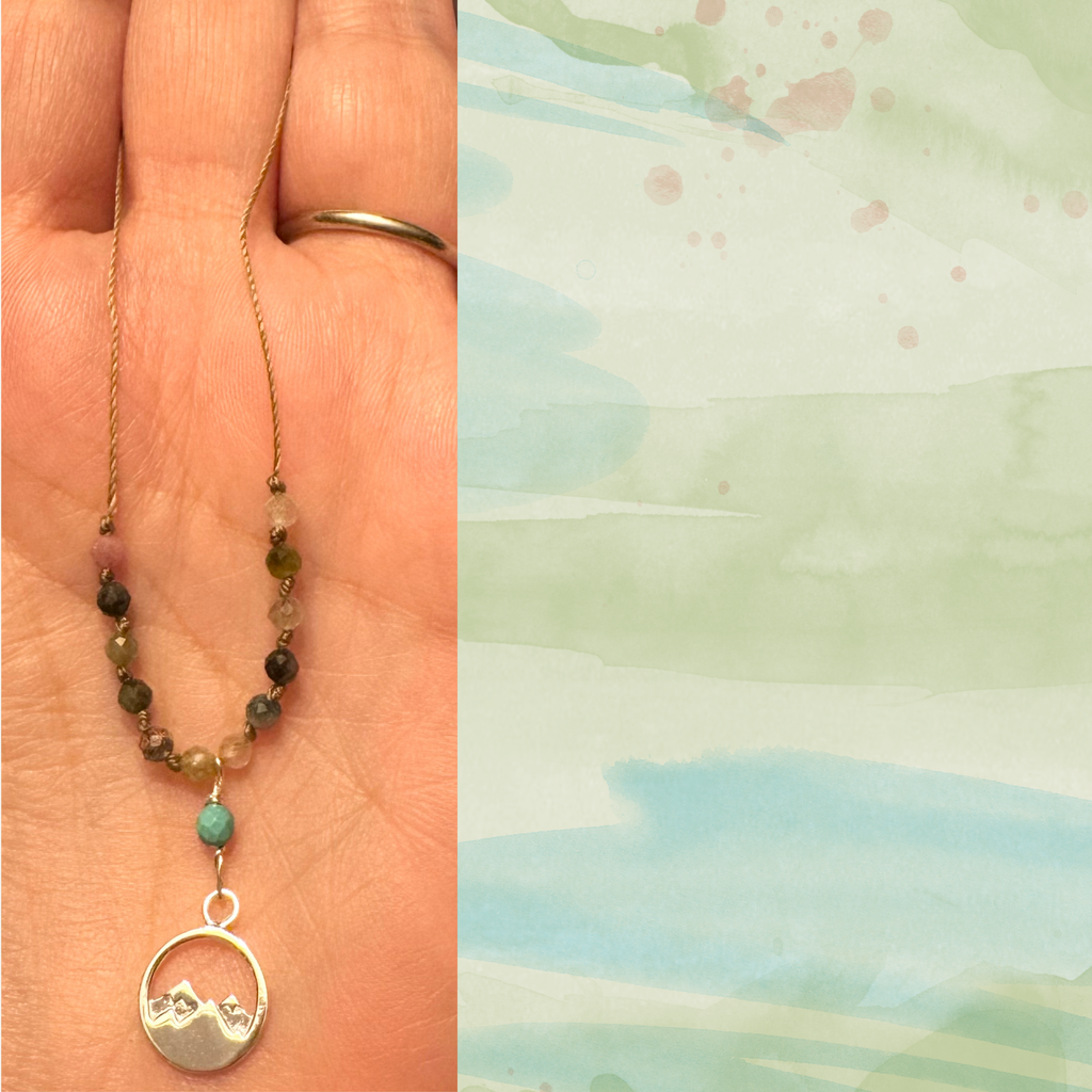 Sterling silver beaded mountain necklace