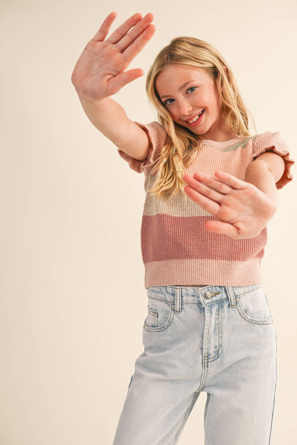 PRE-ORDER- TWEEN KIDS GIRLS PUFF SLEEVE SWEATER (7-14)