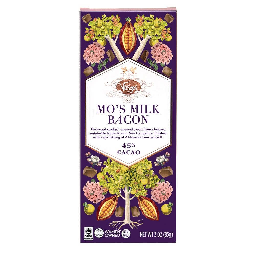 Vosges Haut-Chocolat Gourmet Chocolate Bar Mo's Milk Chocolate w Smoked Bacon & Salt 45%