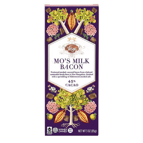 Gourmet Chocolate Bar Mo's Milk Chocolate w Smoked Bacon & Salt 45%