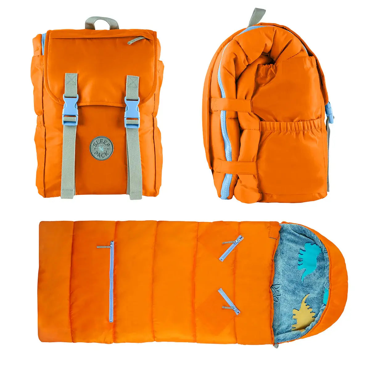 Sleep-N-Pack™ 2-in-1 Packable Sleeping Bag & Backpack Little Kid (3-6 Yrs) Tangelo Glow-In-The-Dark Dinosaurs