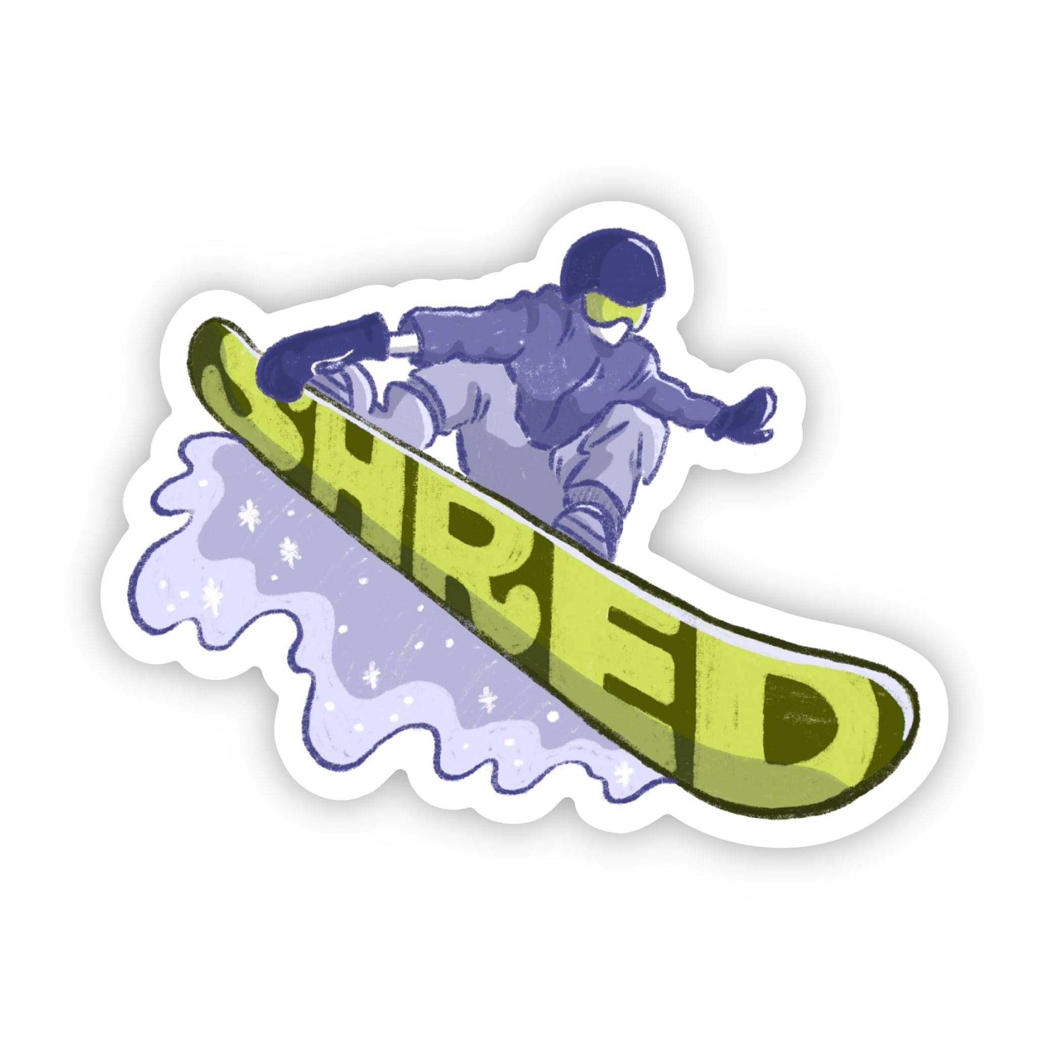 "Shred" snowboarding sticker
