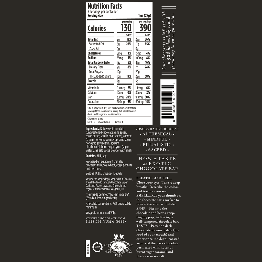 Dark Chocolate Bar w/ Black Salt & Caramel - Gourmet