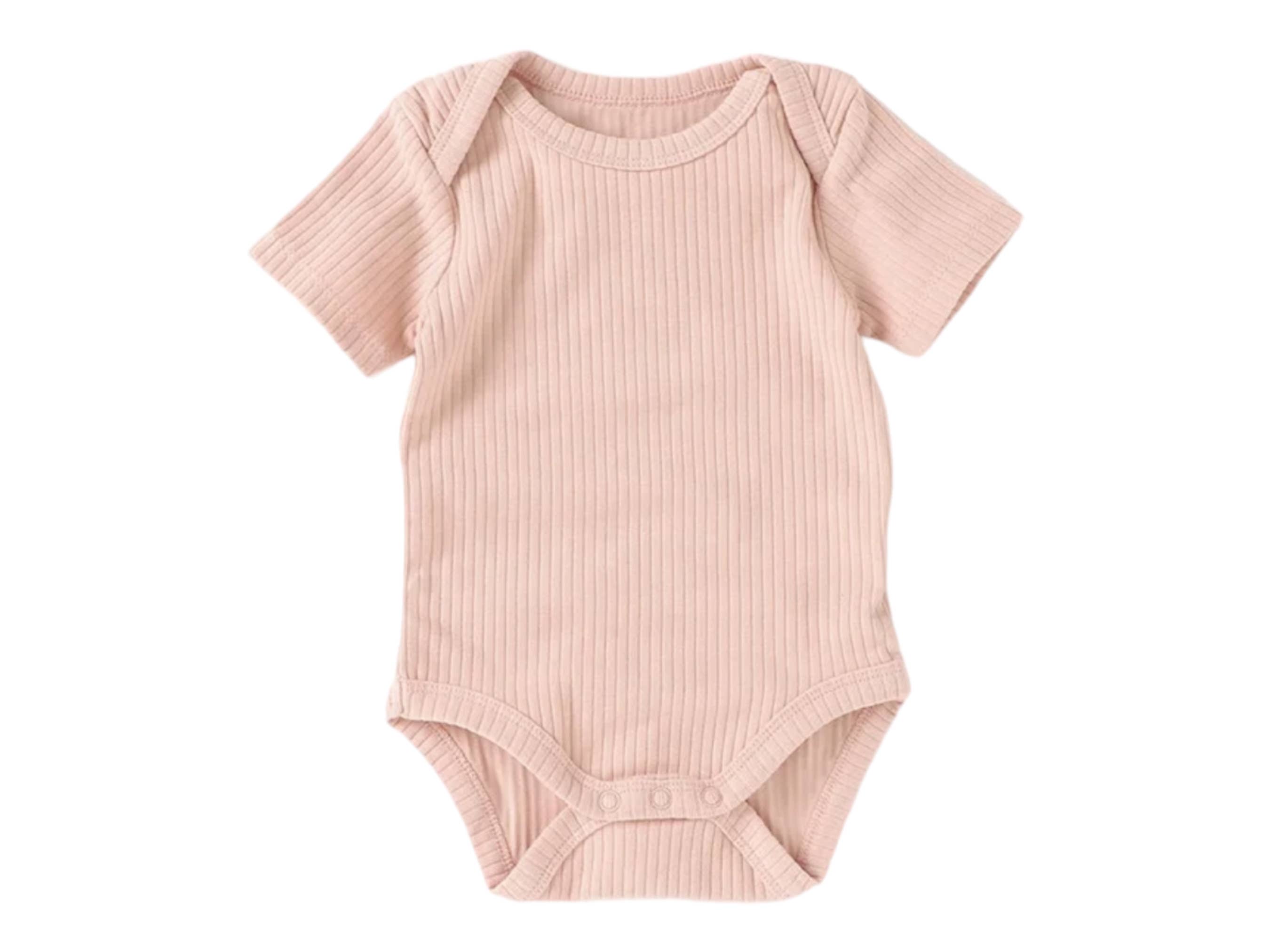Organic bodysuit short sleeve- ribbed cotton onesie for baby