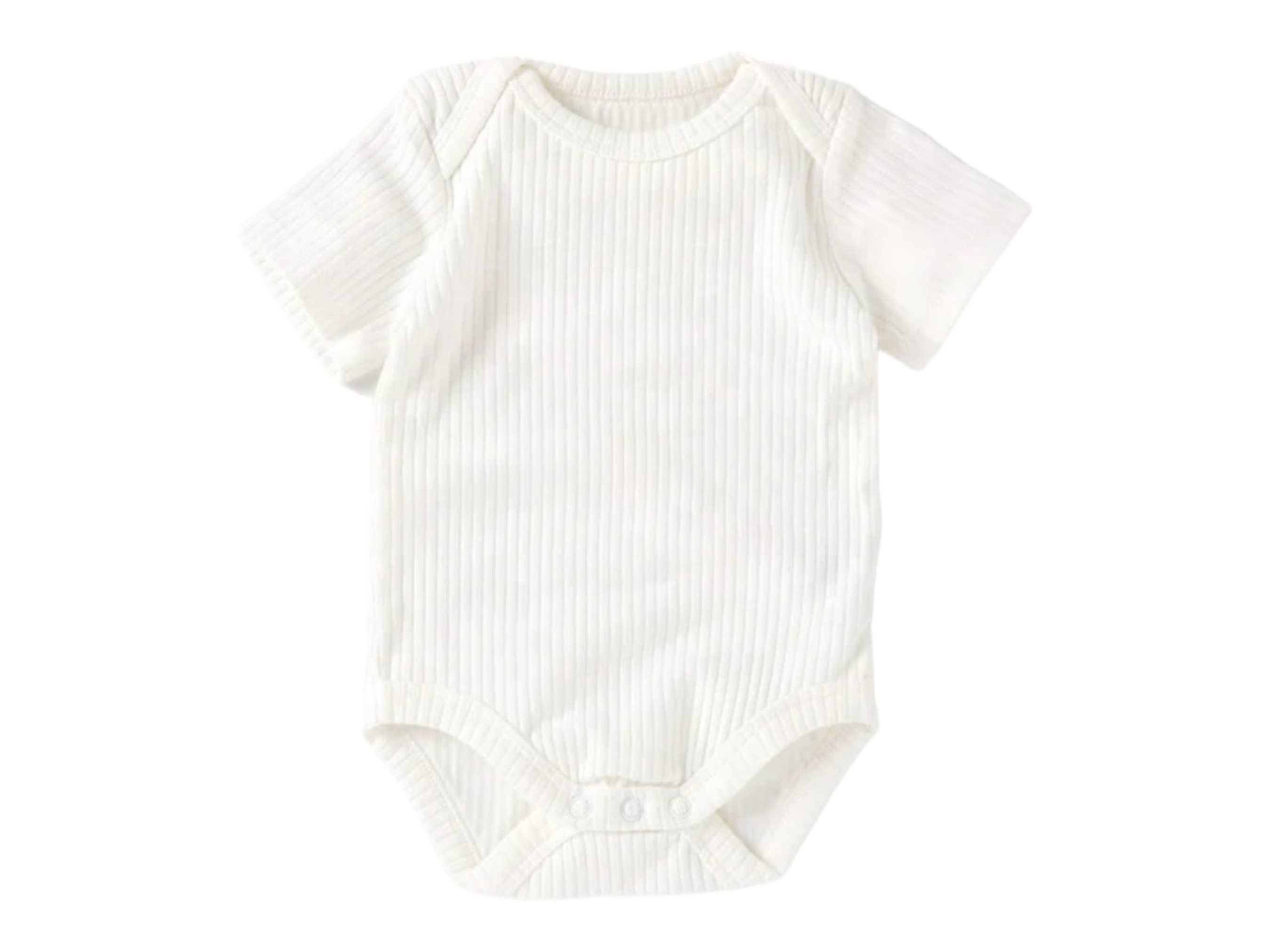 Organic bodysuit short sleeve- ribbed cotton onesie for baby 3. Light Pink