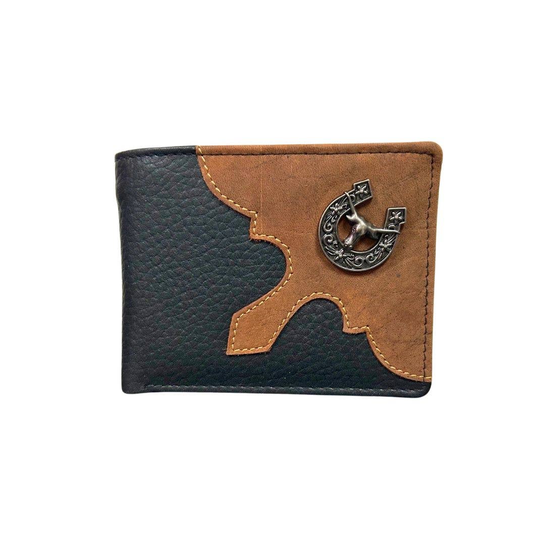 Mixed Media Bifold Rodeo Wallet with Medallion AB1915