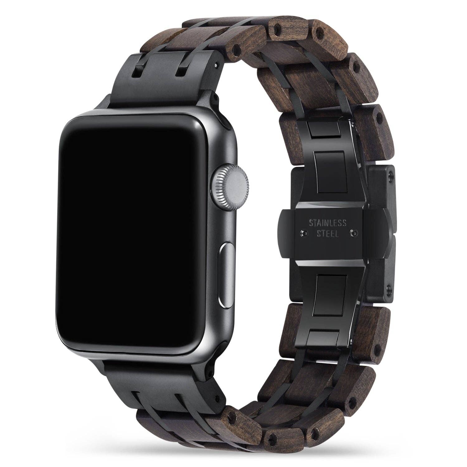 Joycoast Wood Apple Watch Band | Black Sandalwood + Stainless Steel