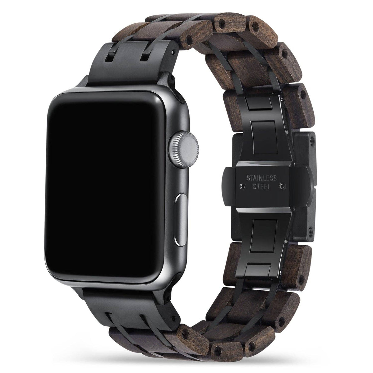 Joycoast Wood Apple Watch Band | Black Sandalwood + Stainless Steel