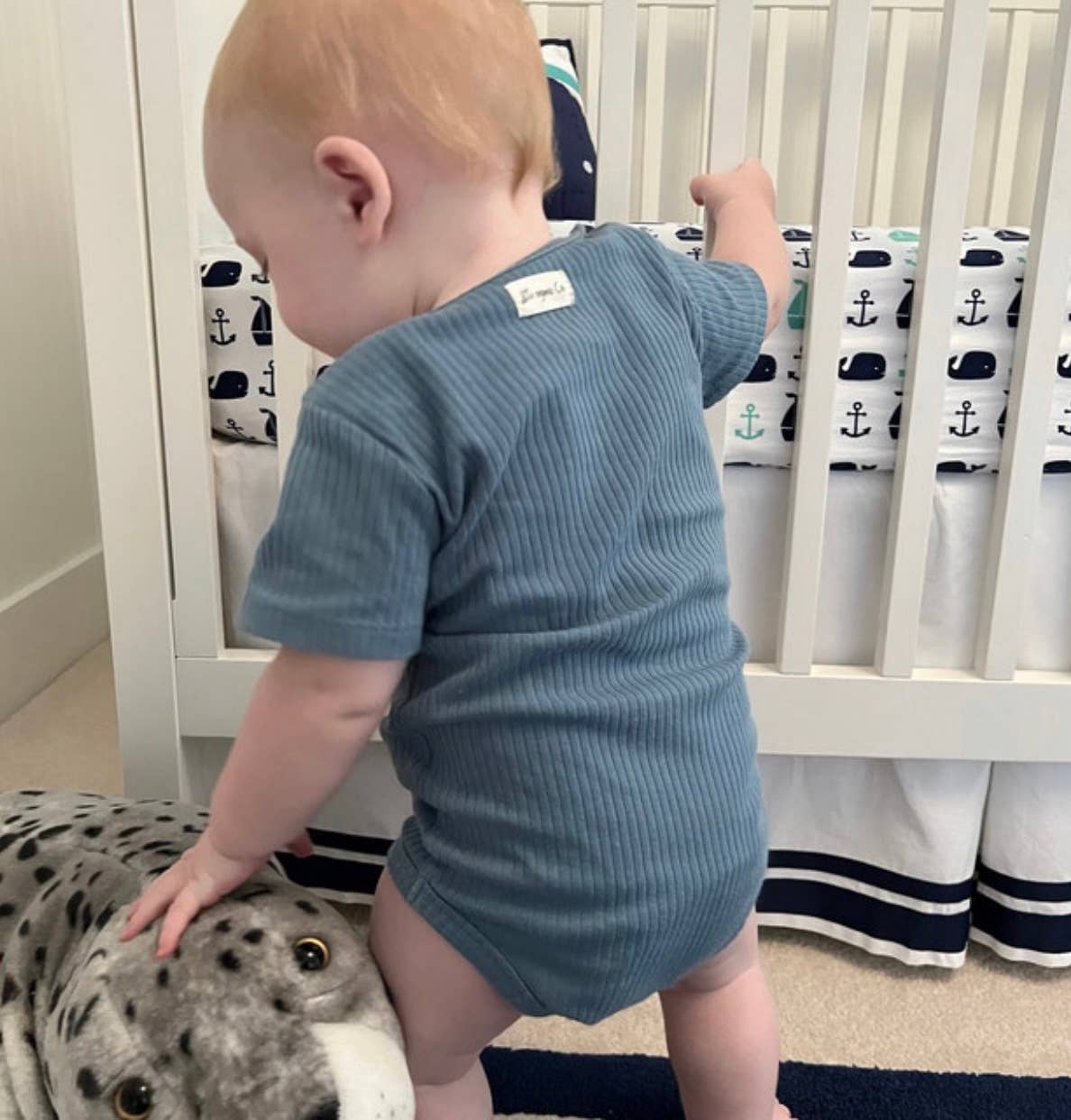 Organic bodysuit short sleeve- ribbed cotton onesie for baby