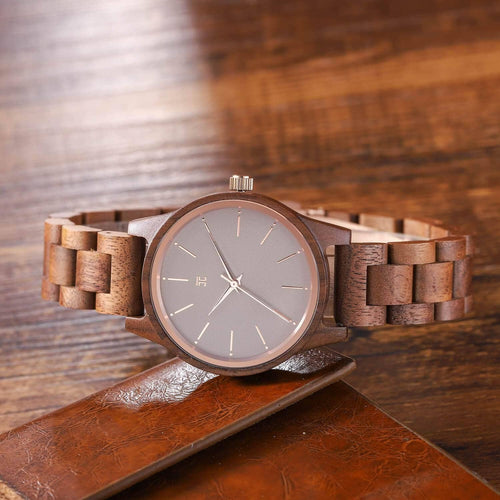 "Am. Walnut" | Wrist Watch - Rose Gold Accents