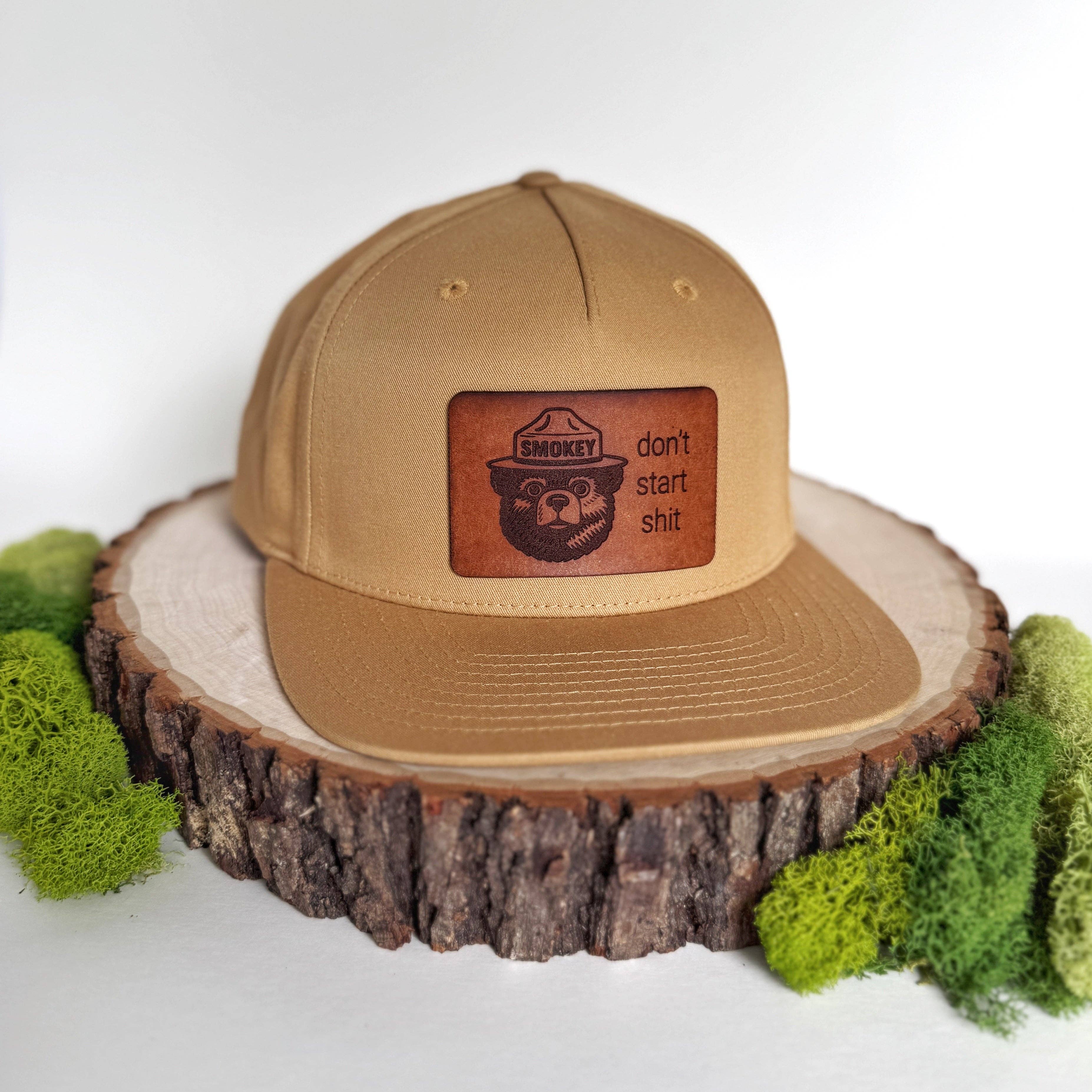 Don't Start Shit | Smokey Bear Leather Patch Hat