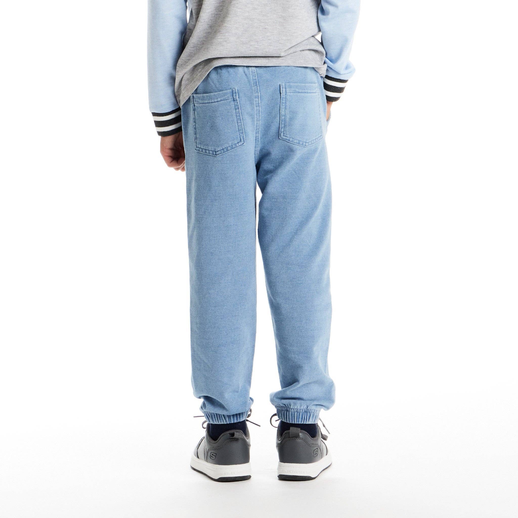 Kids Denim Knit Jogger | Light Blue