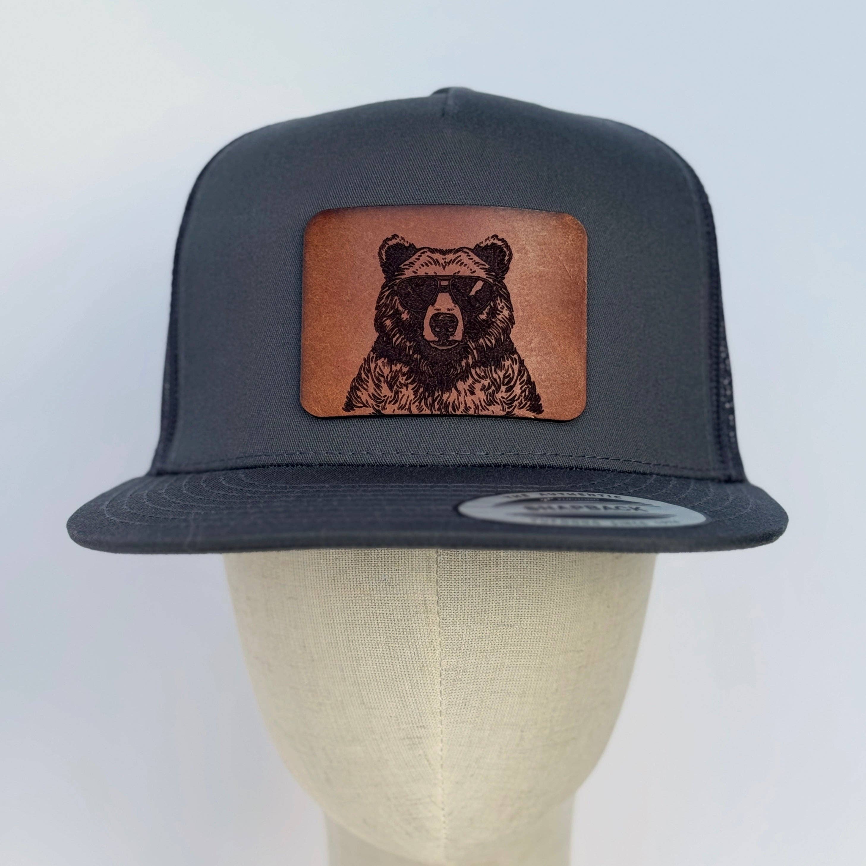 The Lonely Pine Shady Beast | bear in sunglasses leather patch hat