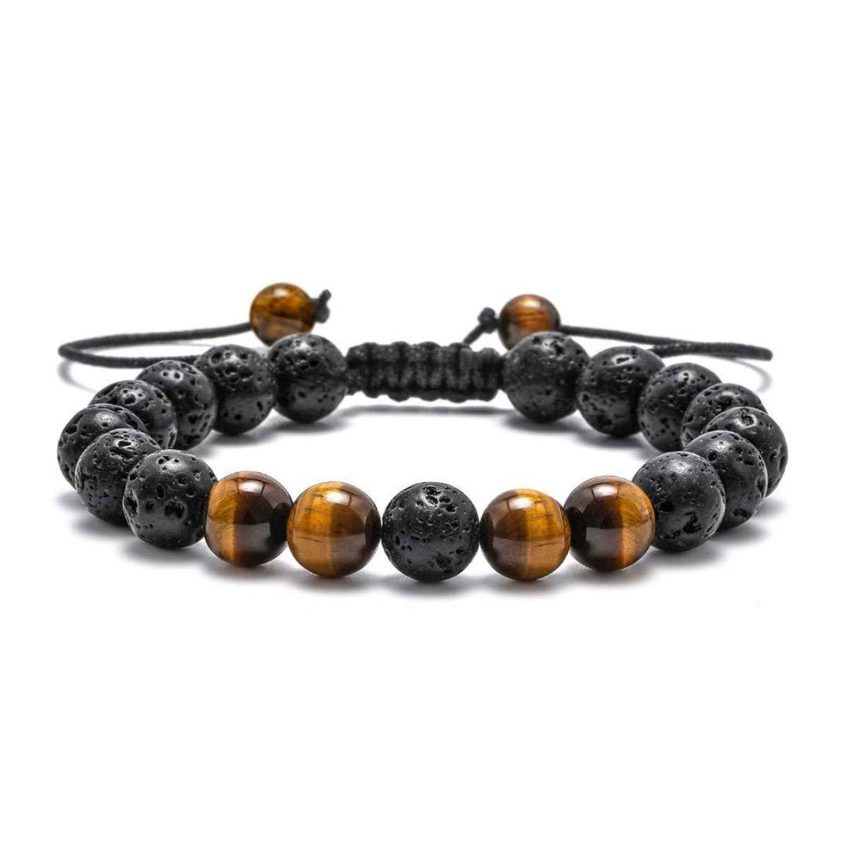 Lava Bead Adjustable Bracelets Tiger Eye