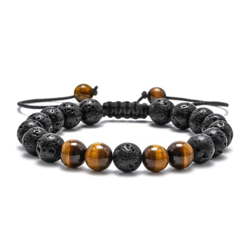 Lava Bead Adjustable Bracelets Tiger Eye
