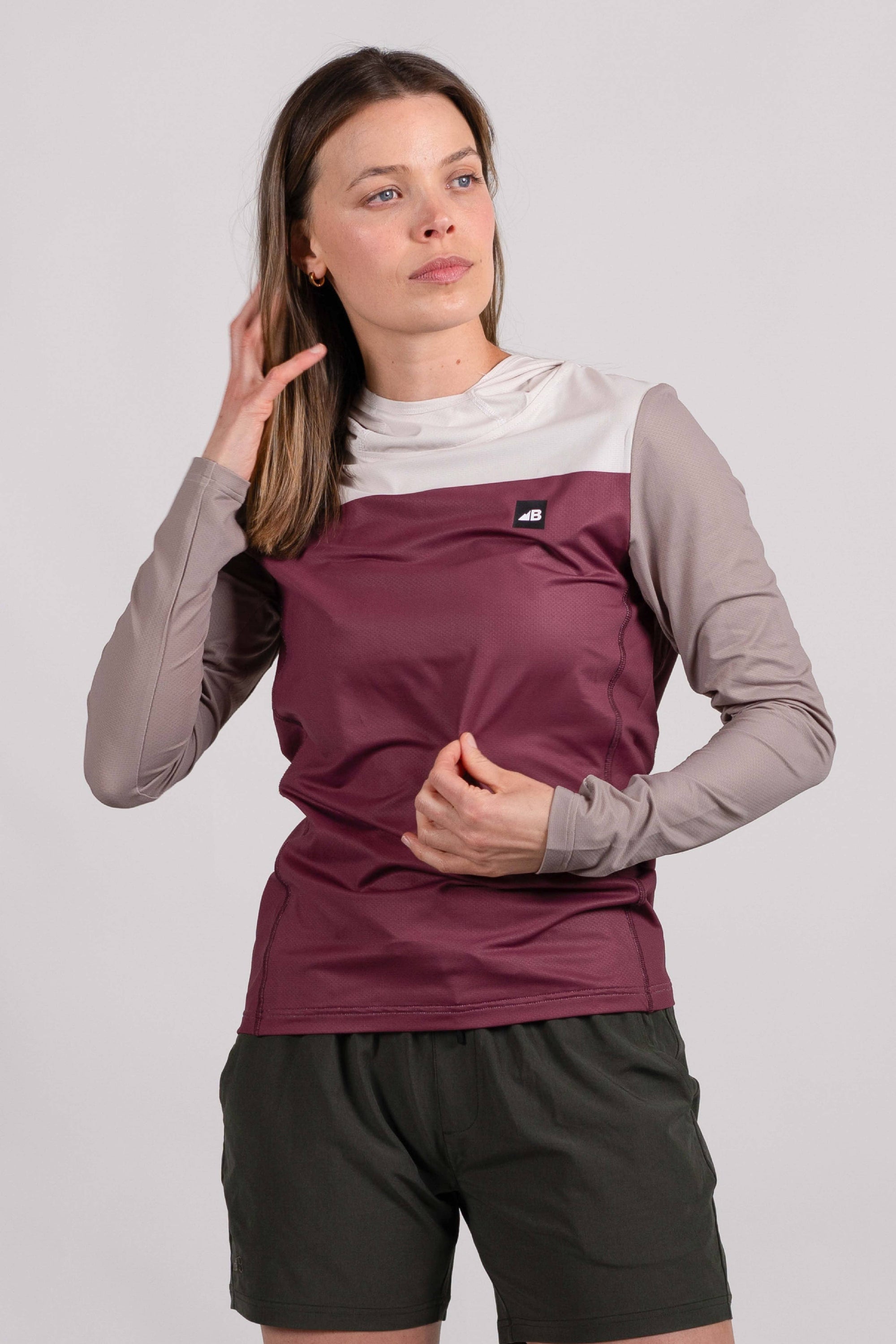 Women's Ascent UPF50 Sun Hoodie XL Burgundy Block