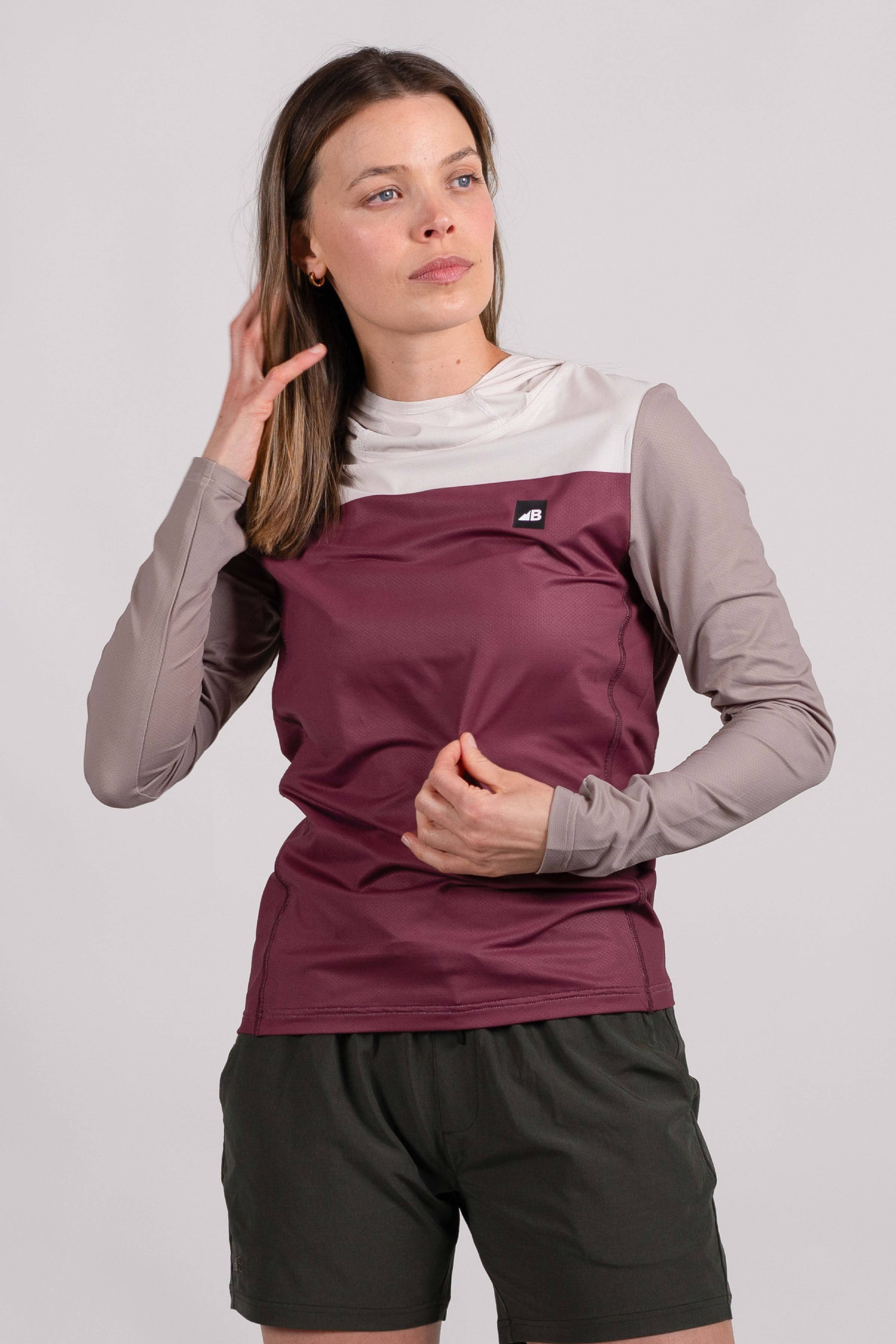 Women's Ascent UPF50 Sun Hoodie XL Burgundy Block