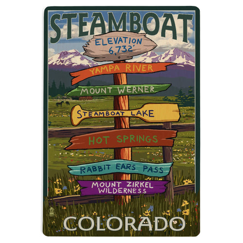 Colorado Postcards Steamboat Destination Signpost Wood