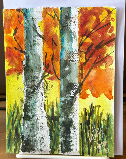 Cathy Jones Notecards Hand-Painted Watercolor Aspen Sunrise