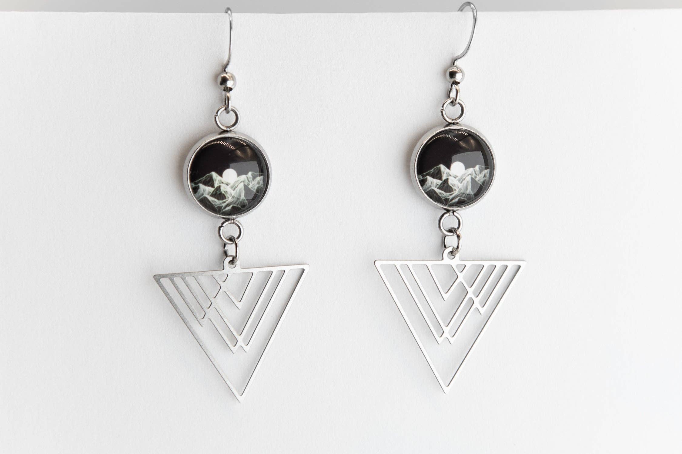 TAKENYA Stainless Steel and Glass Earrings