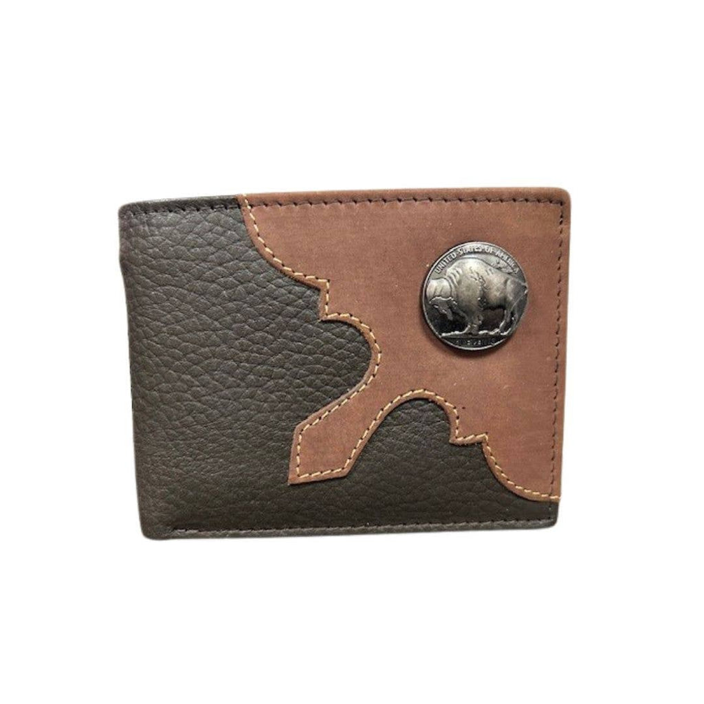 Mixed Media Bifold Rodeo Wallet with Medallion AB1915
