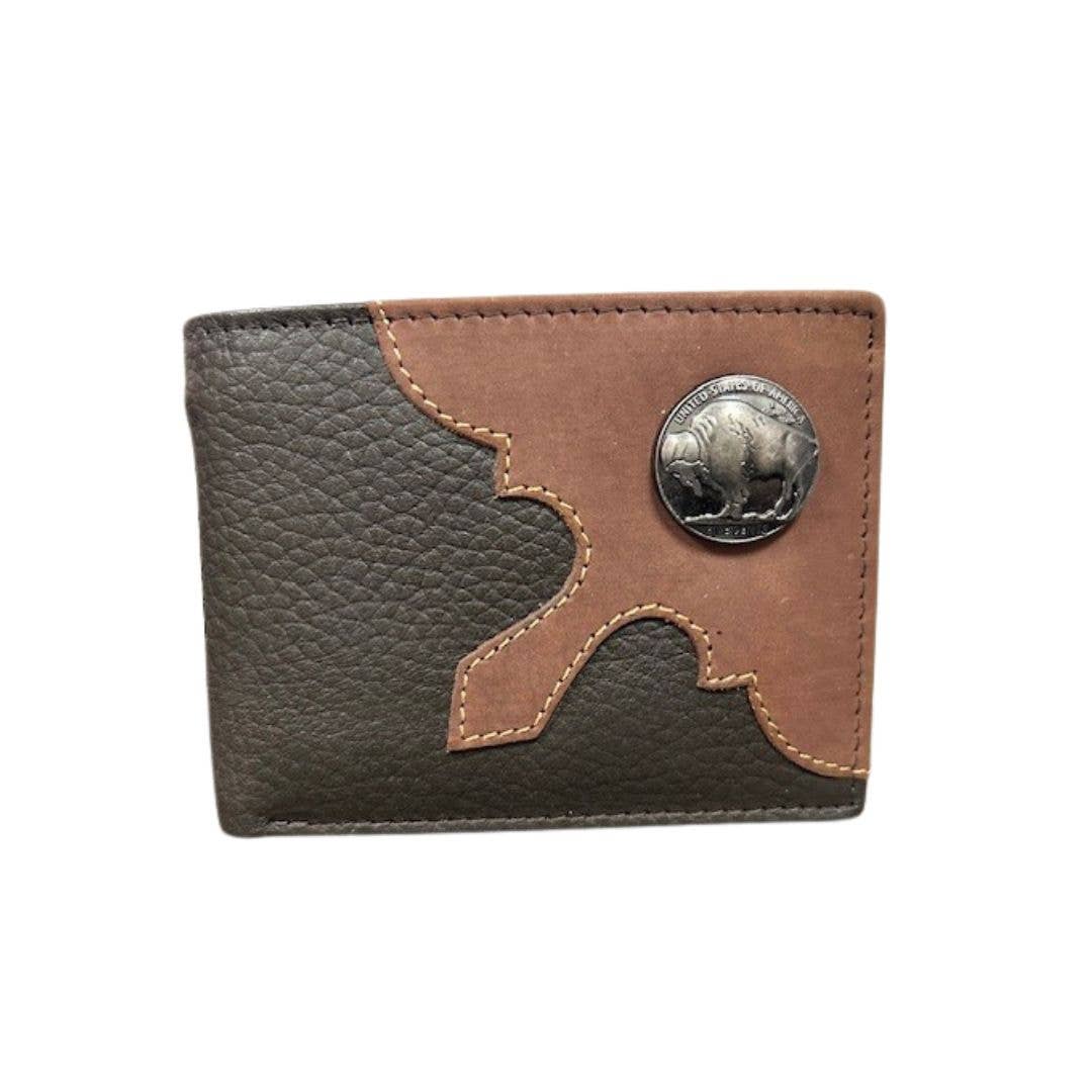Mixed Media Bifold Rodeo Wallet with Medallion AB1915