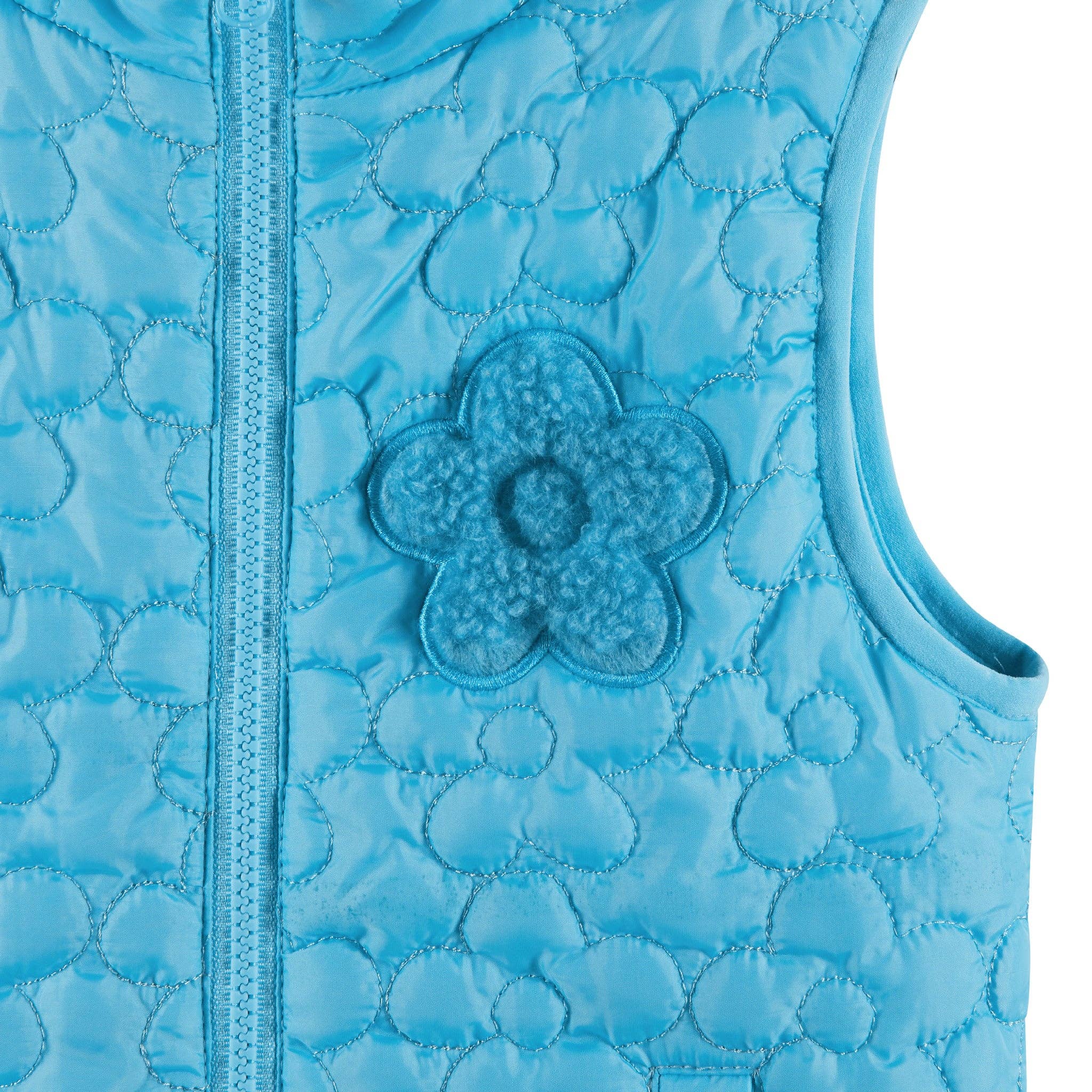 Kids Quilted Vest | Aqua Floral