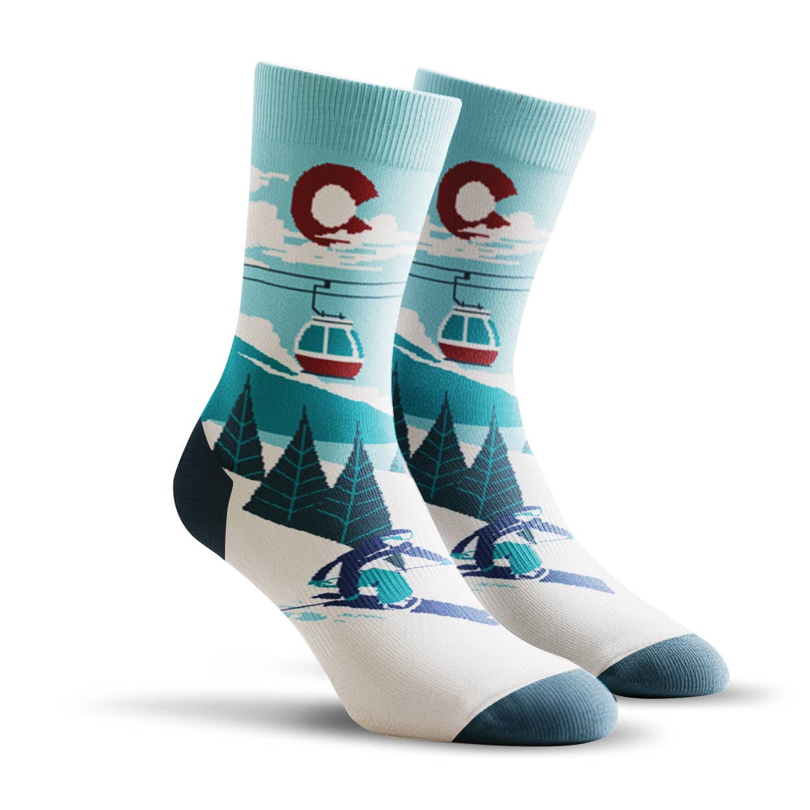 COLISCO Unisex Crew Socks - Ski Colorado