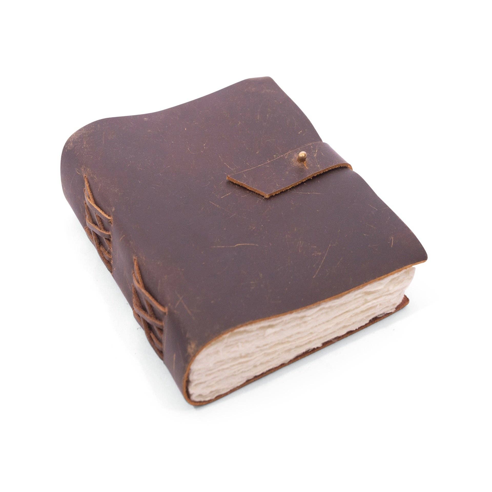 Sugarboo & Co Leather Journal with handmade pages Chocolate Oiled