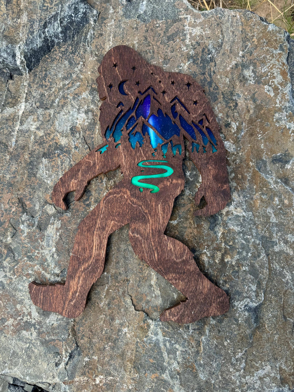 Bigfoot Sasquatch Colorado Flag Night Sky Art