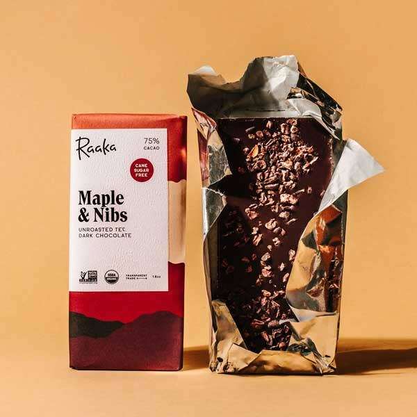 Raaka Chocolate 75% Maple & Nibs Chocolate Bar