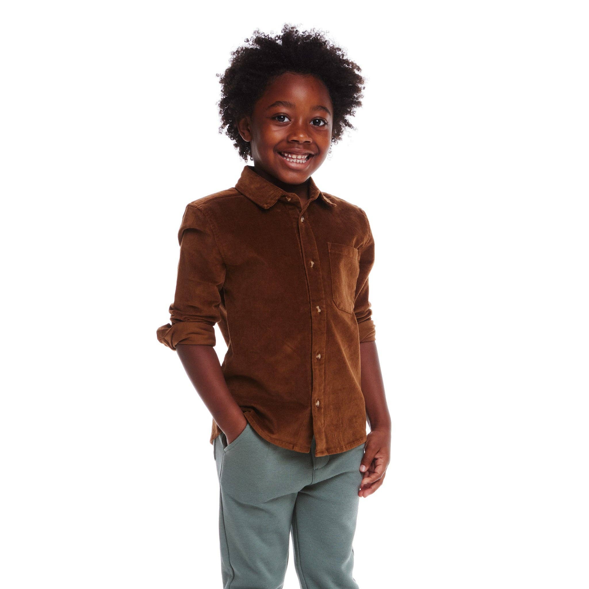 Andy & Evan Kids Garment Washed Cord Buttondown