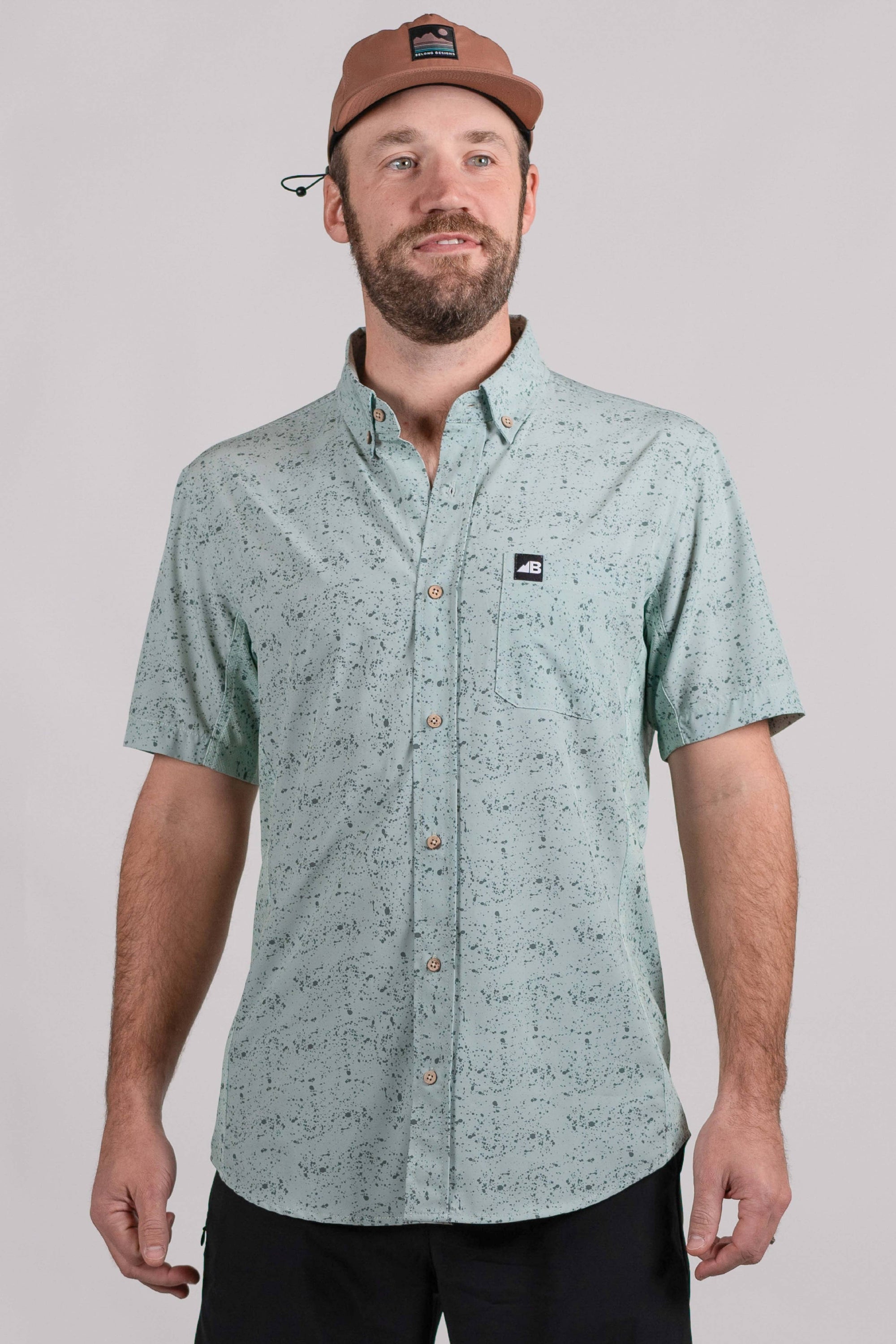 Vista Stretch Button Down Green Loam