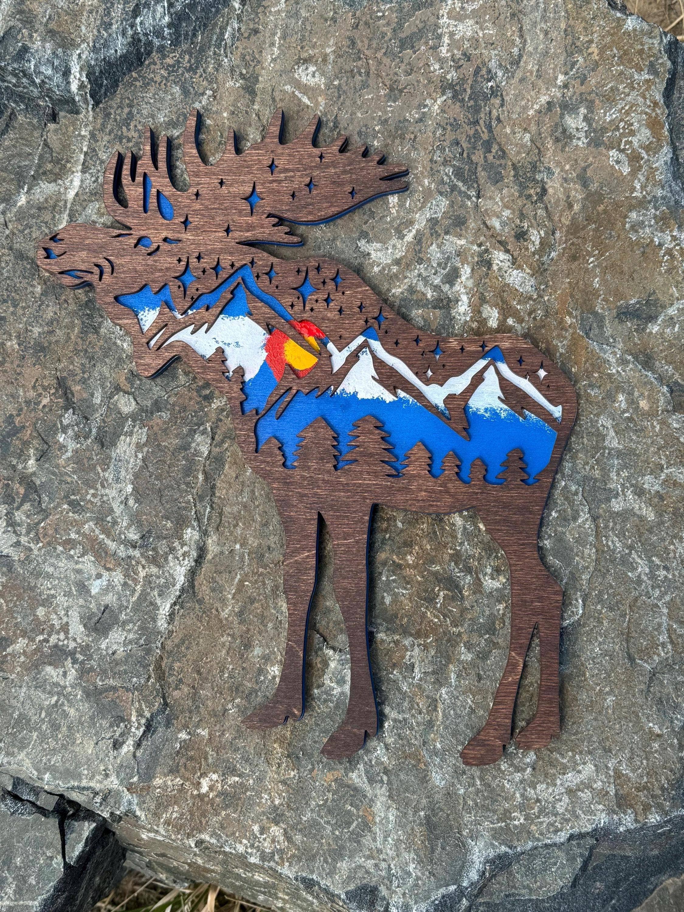Handmade Colorado Mountain Moose Wall Art Wall Decor Hanger