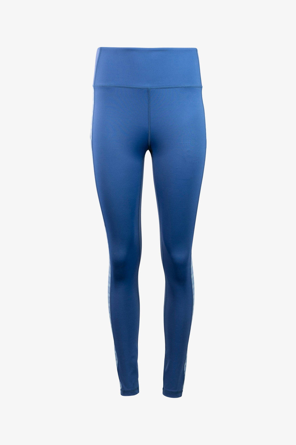 A pair of Trailhead Leggings in black and gray from Belong Designs, featuring a high waistband and vertical striped pattern on the side panels from waistband to ankle. Crafted from smooth and stretchy PrimaFlex material, these leggings are perfect for both athletic and casual wear. They also come with multiple pockets for added convenience.