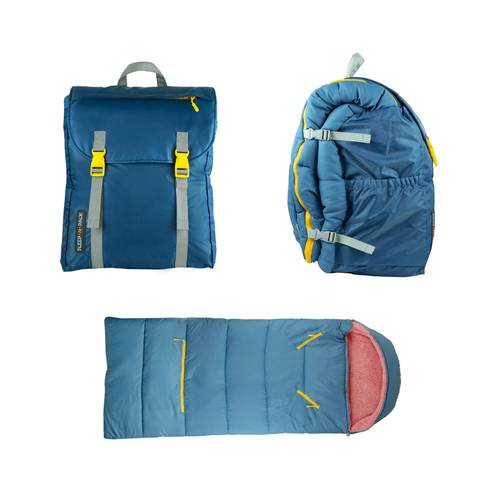 Sleep-N-Pack™ 2-in-1 Packable Sleeping Bag & Backpack Big Kid (7-12+ Yrs) Hudson Blue Cherry Pink Sherpa