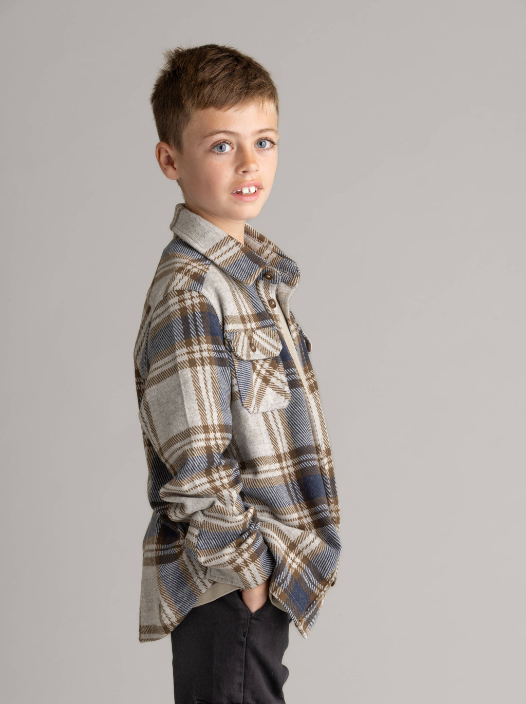 Boys Lichen Stretch Flannel Shirt
