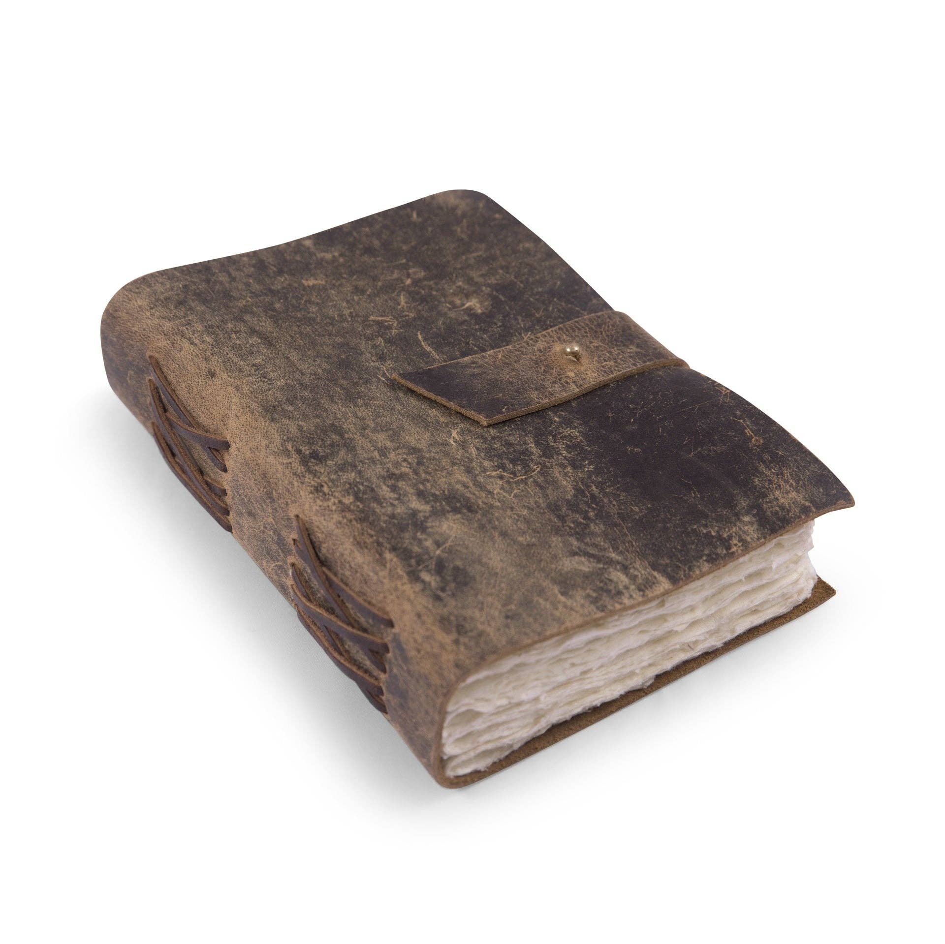 Sugarboo & Co Leather Journal with handmade pages Scratched Brown Scratched