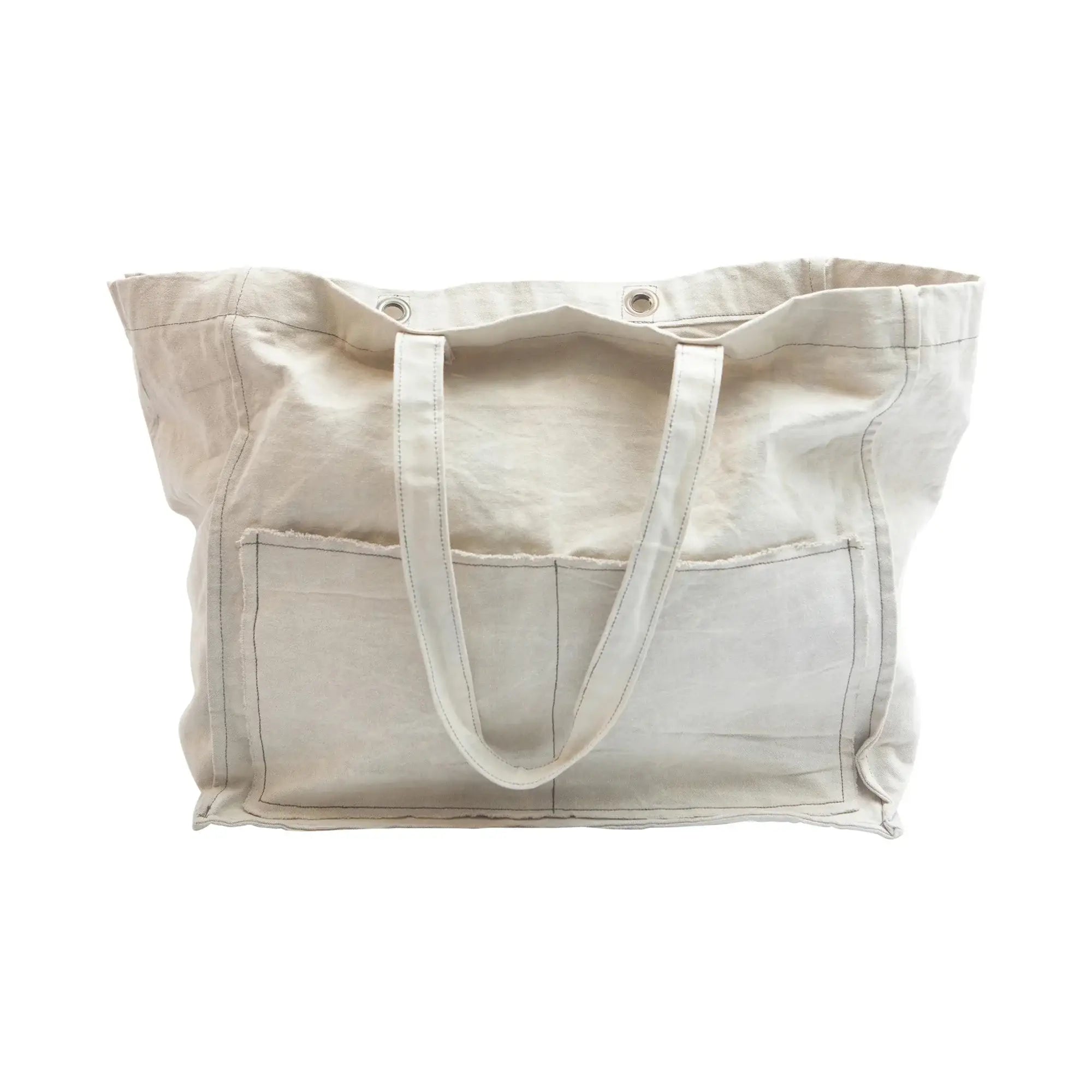 Distressed Canvas Tote Cream