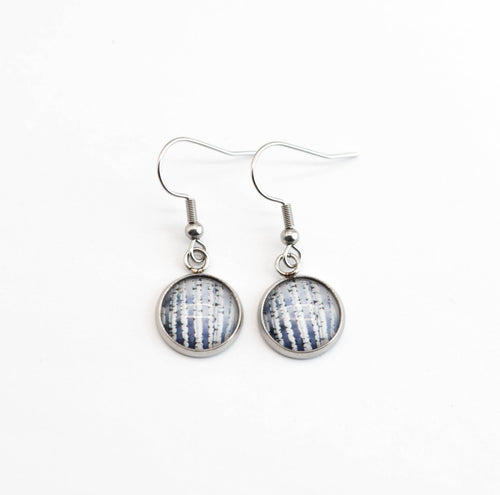 Stainless Steel and Glass Earrings Small Winter Birch
