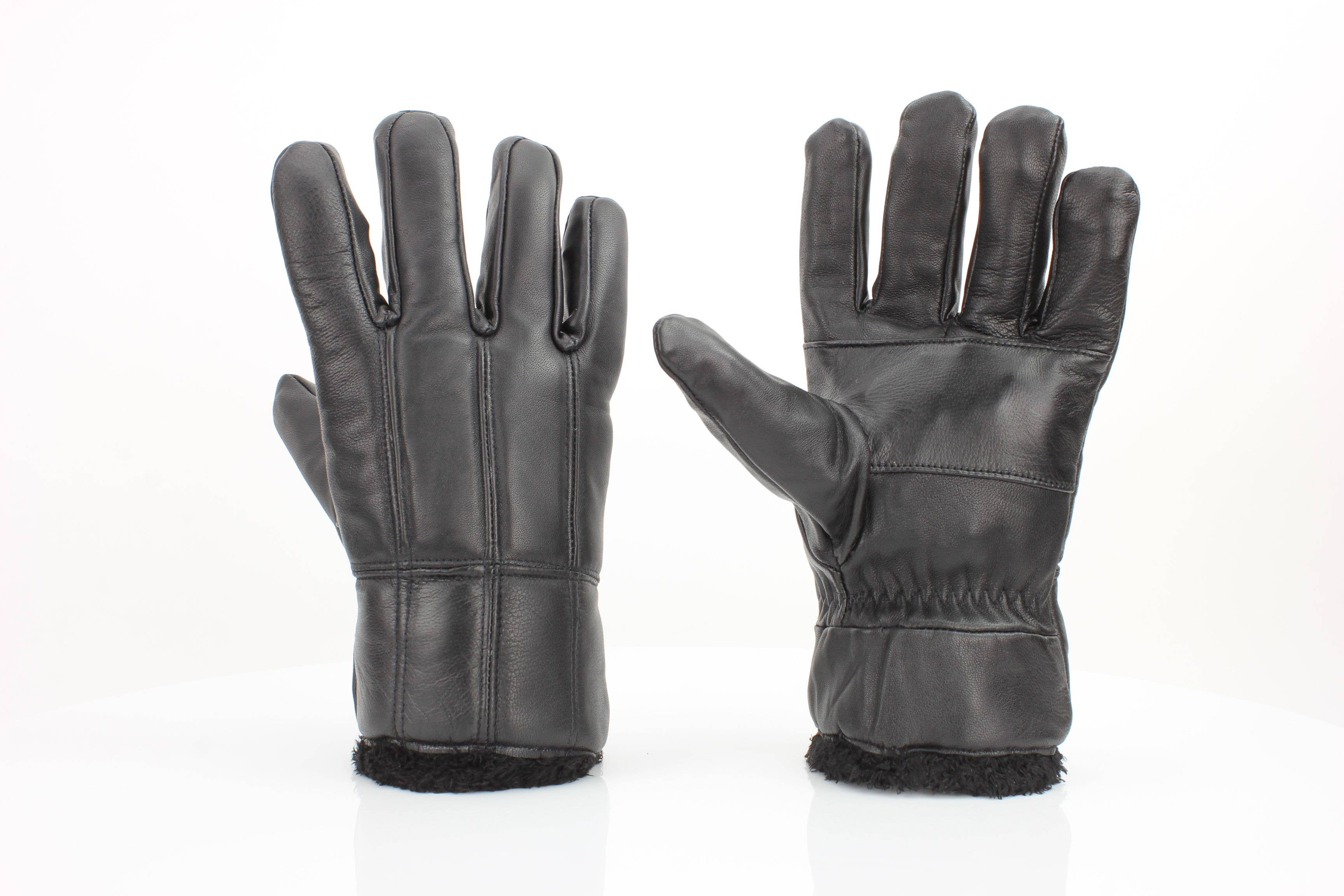 Sheepskin Leather Gloves with Black Sherpa Lining ABGL102SH