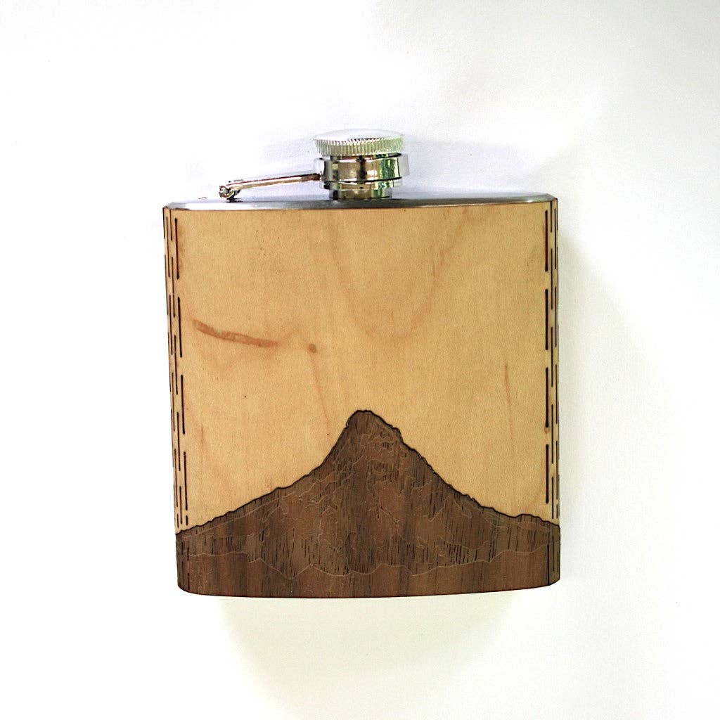 WUDN Handcrafted Wooden Hip Flask - Cascade Range (Mt. Hood)