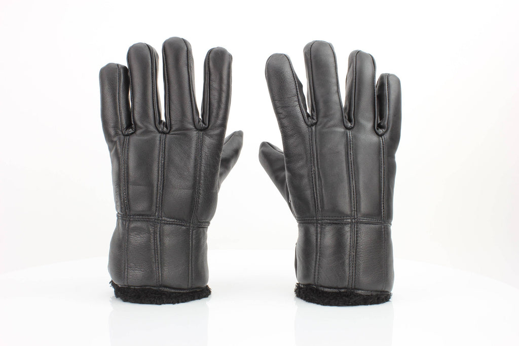 Sheepskin Leather Gloves with Black Sherpa Lining ABGL102SH